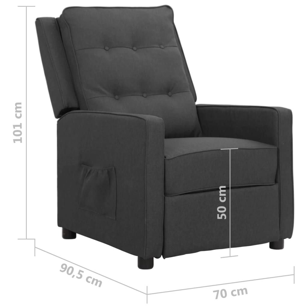 Fotoliu cu ridicare, gri închis, textil