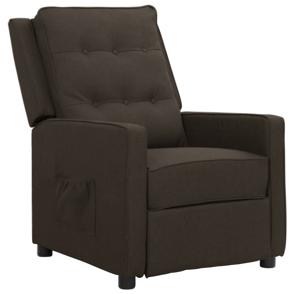 vidaXL Sillón elevable tela marrón oscuro