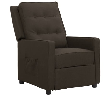 vidaXL Sillón elevable tela marrón oscuro