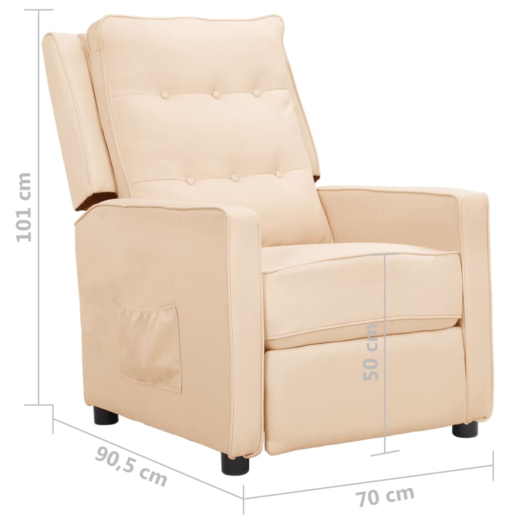 Fotoliu cu ridicare, crem, material textil