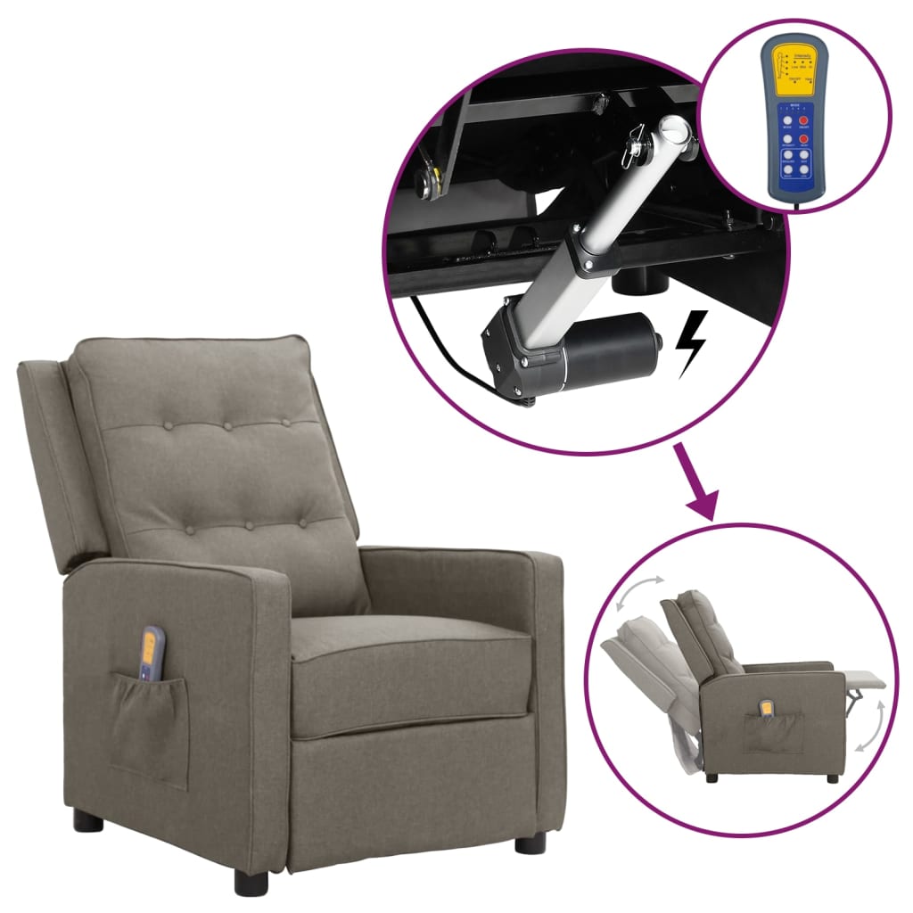 Fauteuil de massage inclinable Gris clair Tissu