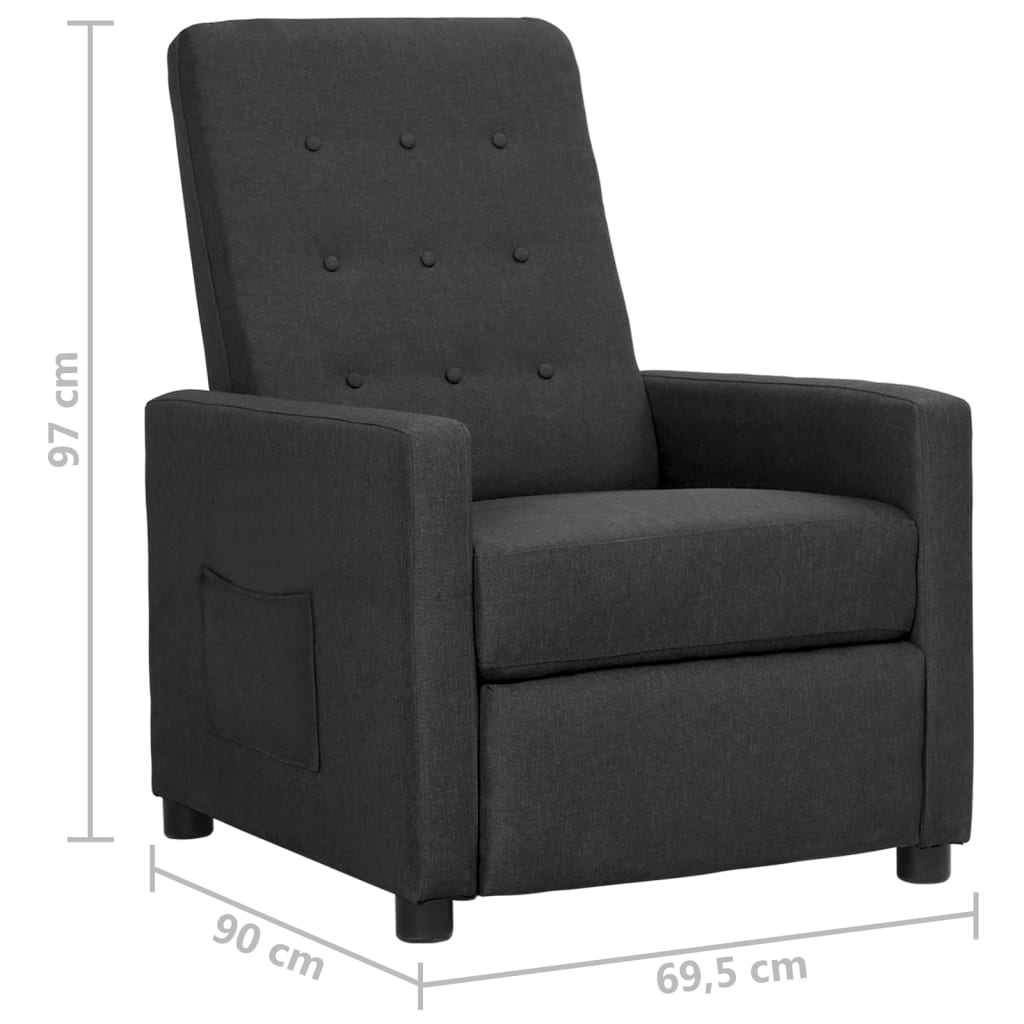 Fotoliu cu ridicare, gri închis, textil