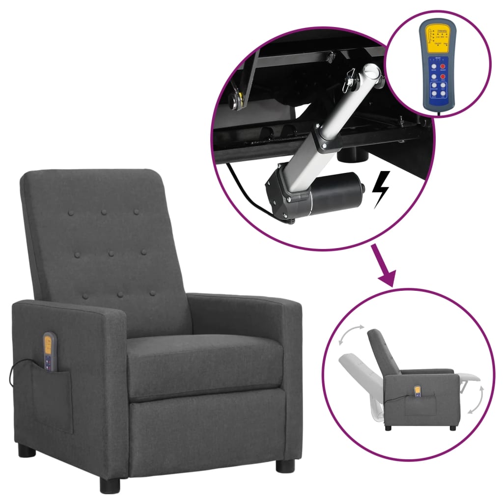 Fauteuil de massage inclinable Gris clair Tissu