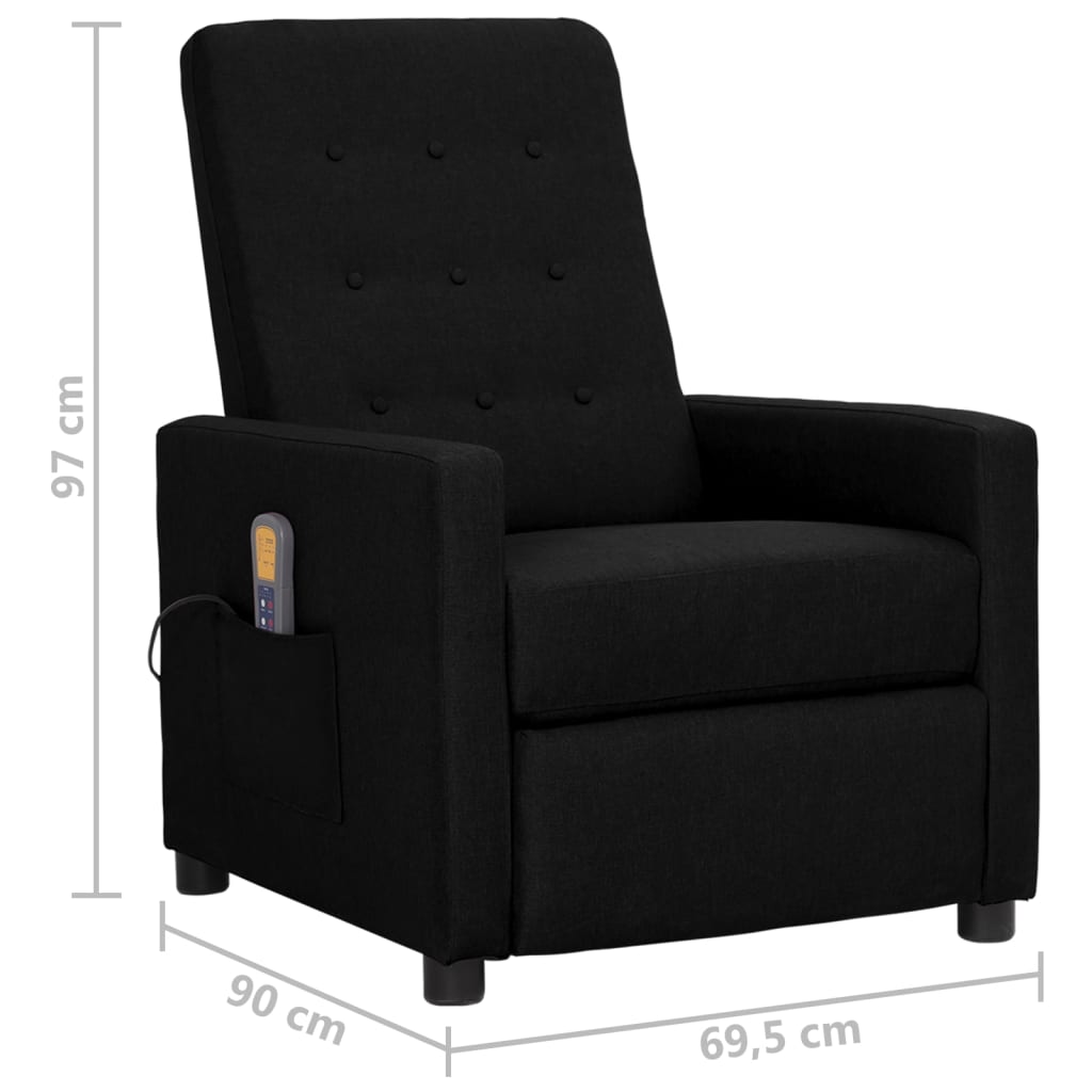 Zvedací masážní křeslo černé textil