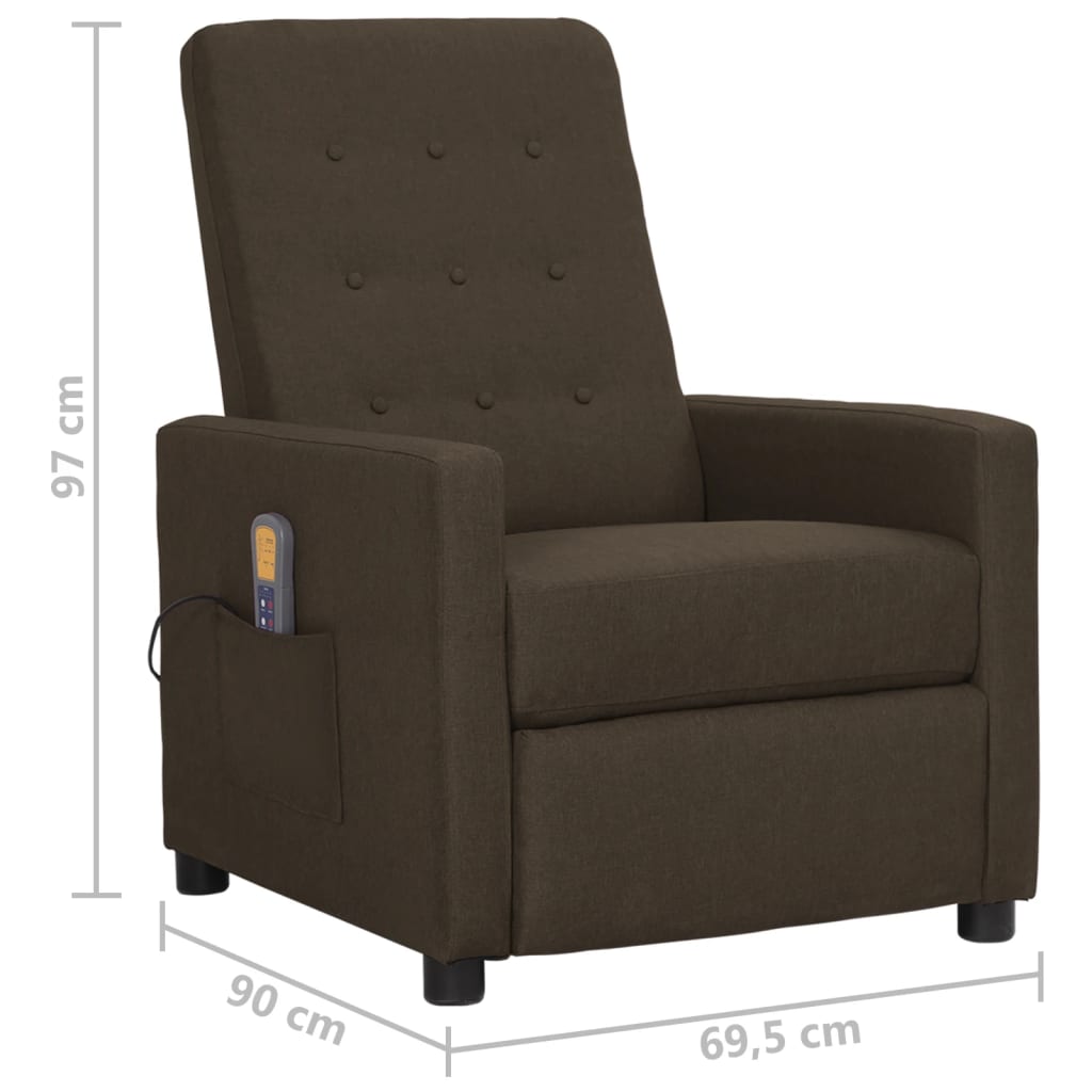 Zvedací masážní křeslo hnědé textil