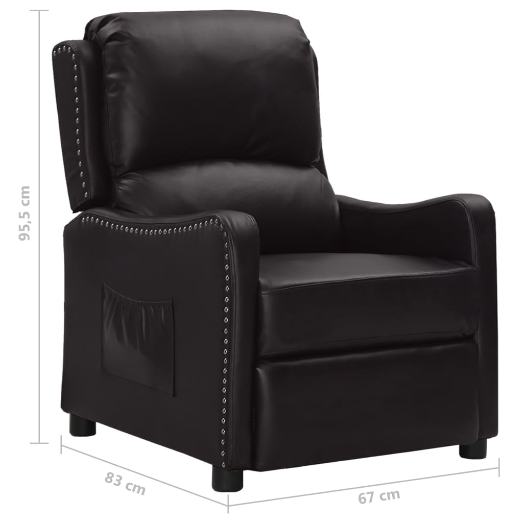 fényes fekete műbőr felállást segítő dönthető fotel