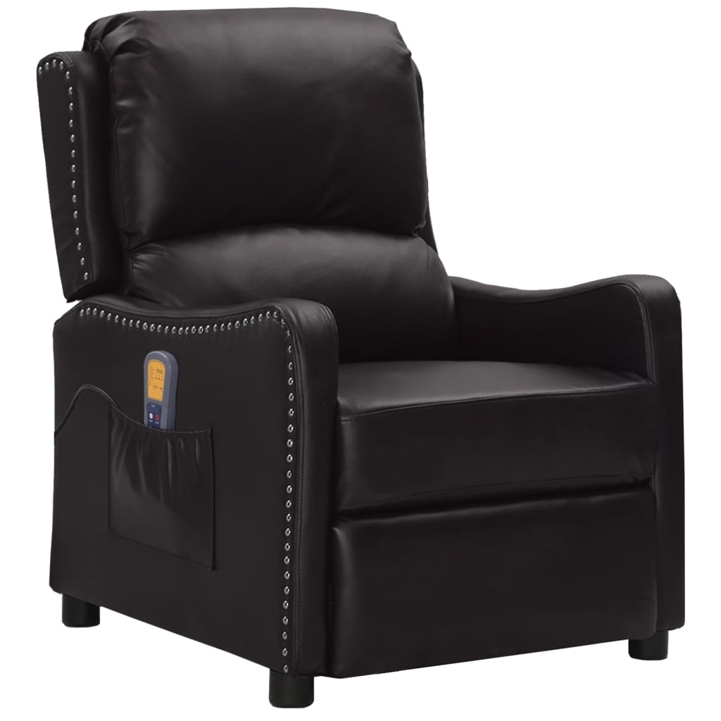 vidaXL Masažna fotelja na podizanje od sjajne umjetne kože crna