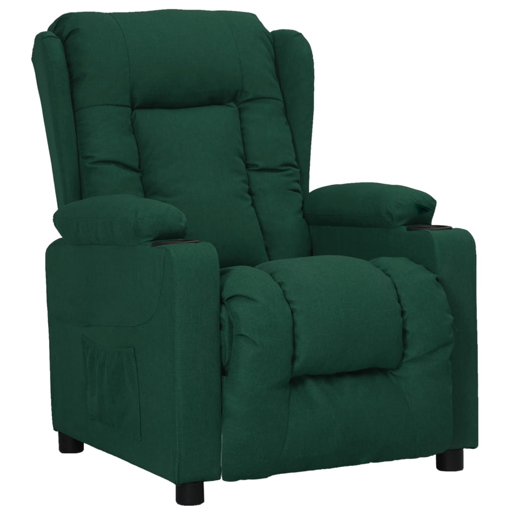vidaXL Fotoliu cu ridicare, verde închis, material textil