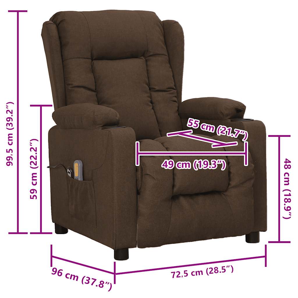 masāžas krēsls, paceļams, brūns audums