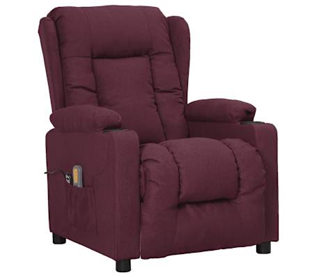 vidaXL Atsistojantis masažinis krėslas, violetinės spalvos, audinys