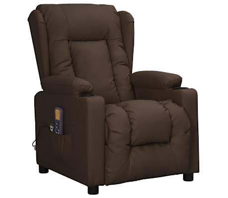 vidaXL Massagesessel mit Aufstehhilfe Braun Kunstleder