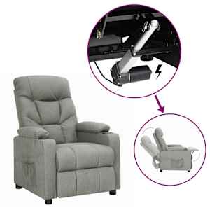 Stol s funkcijo vstajanja svetlo sivo blago