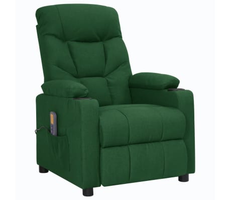 vidaXL masāžas krēsls, paceļams, tumši zaļš audums