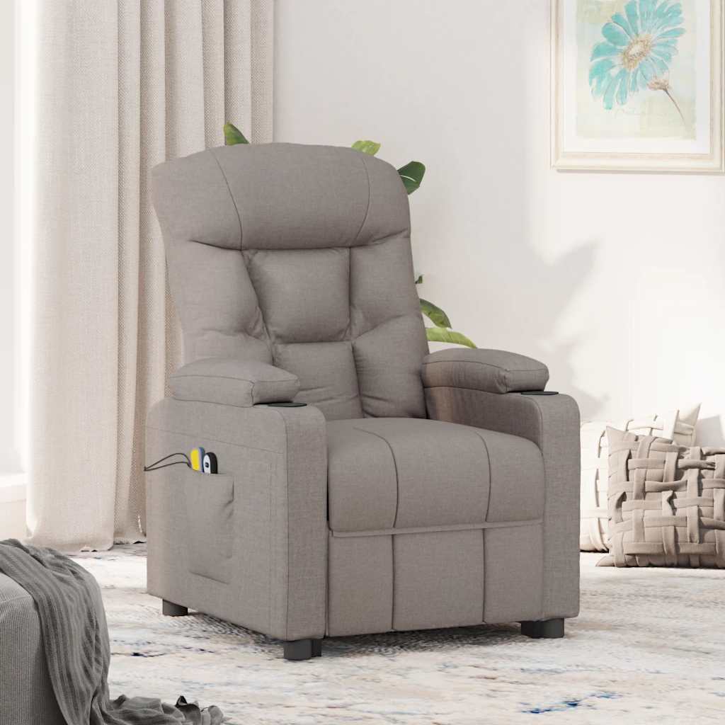 vidaXL Massagesessel mit Aufstehhilfe Taupe Stoff