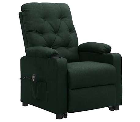 vidaXL atpūtas krēsls, paceļams, tum&scaron;i zaļ&scaron; audums