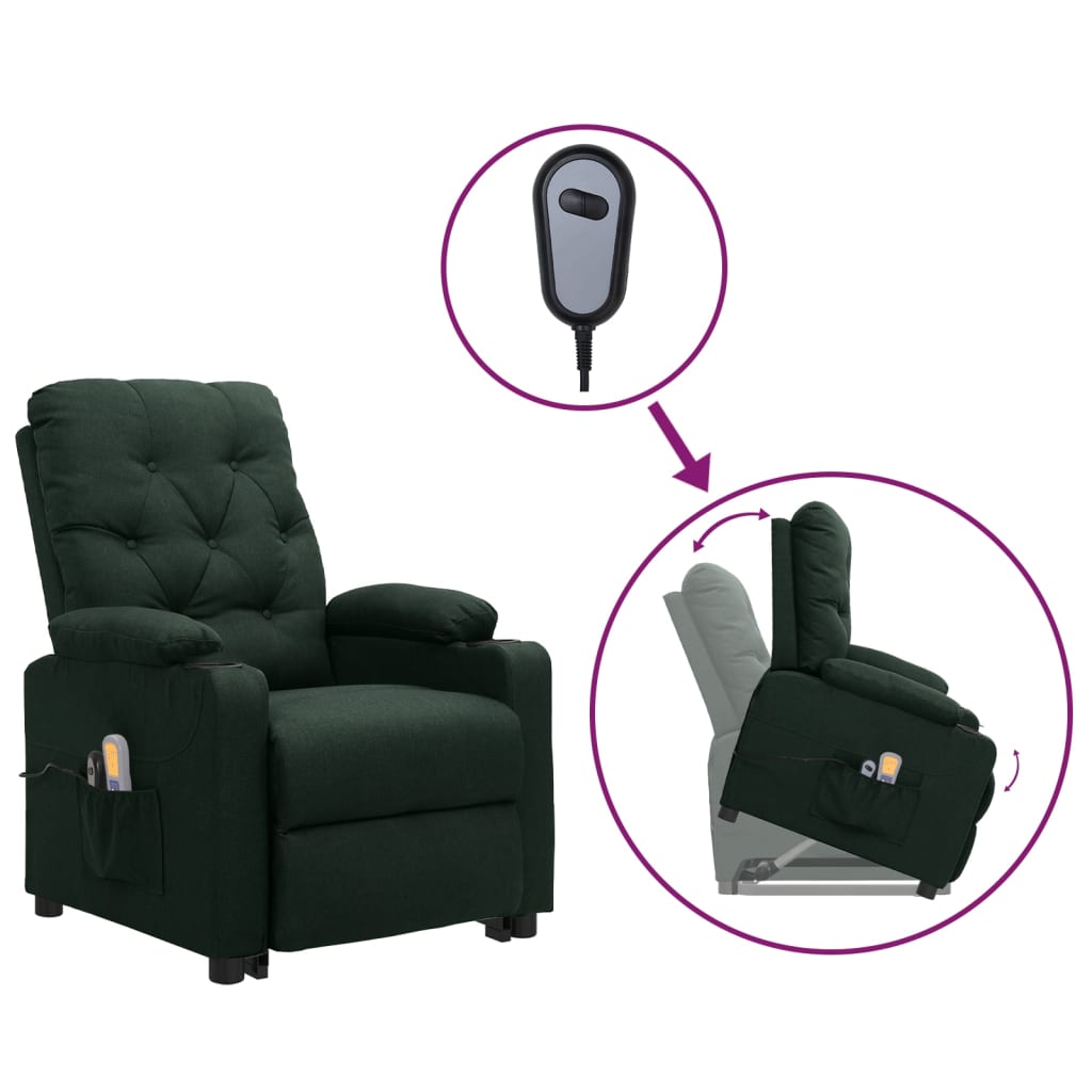Fauteuil de massage Vert foncé Tissu