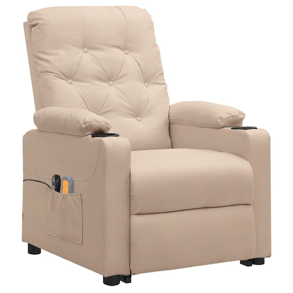 vidaXL Sta-op-massagestoel stof crèmekleurig