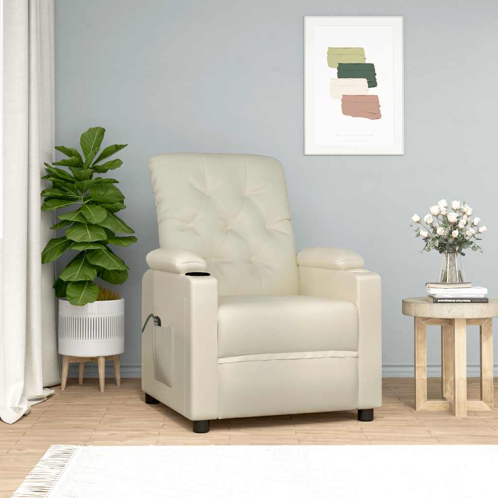 vidaXL Aufstehsessel Creme Kunstleder