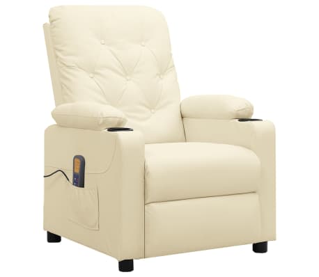 vidaXL massagestol med l&oslash;ftefunktion kunstl&aelig;der cremefarvet