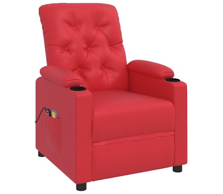 vidaXL Atsistojantis masažinis krėslas, raudonos spalvos, dirbtinė oda