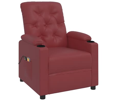vidaXL Massagesessel mit Aufstehhilfe Weinrot Kunstleder