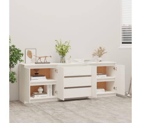 vidaXL Side Cabinet White 180x36x65 cm Solid Pinewood