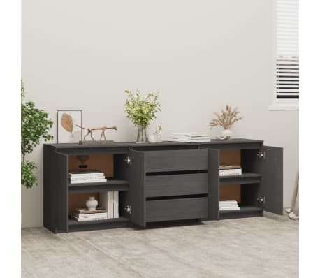vidaXL Side Cabinet Grey 180x36x65 cm Solid Pinewood
