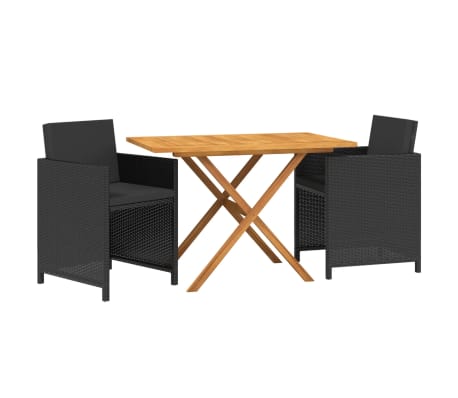 vidaXL Sodo valgomojo komplektas su pagalvėlėmis, 3 dalių, juodas