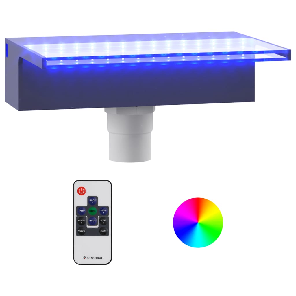 VidaXL Přelivový vodopád s RGB LED osvětlením akryl 30 cm
