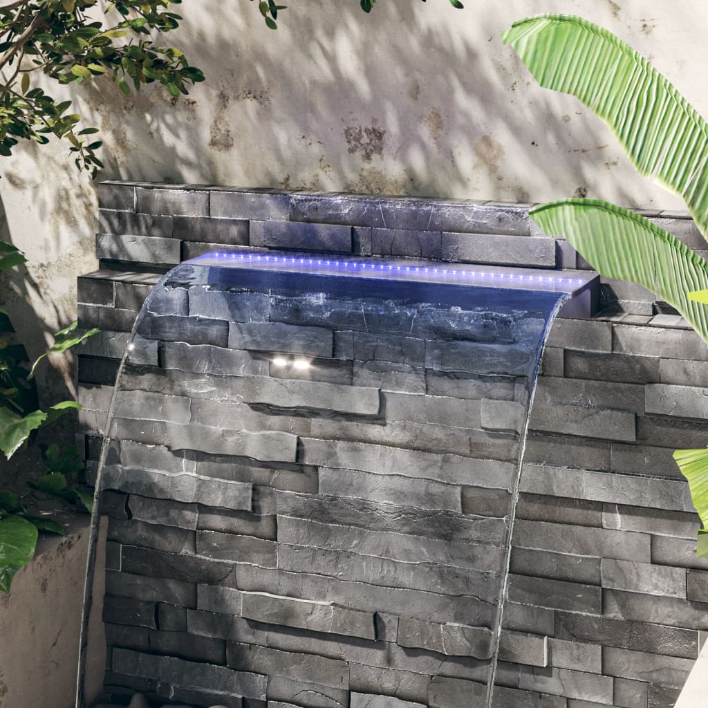 vidaXL Vodopádový prepad s RGB LED diódami akryl 90 cm