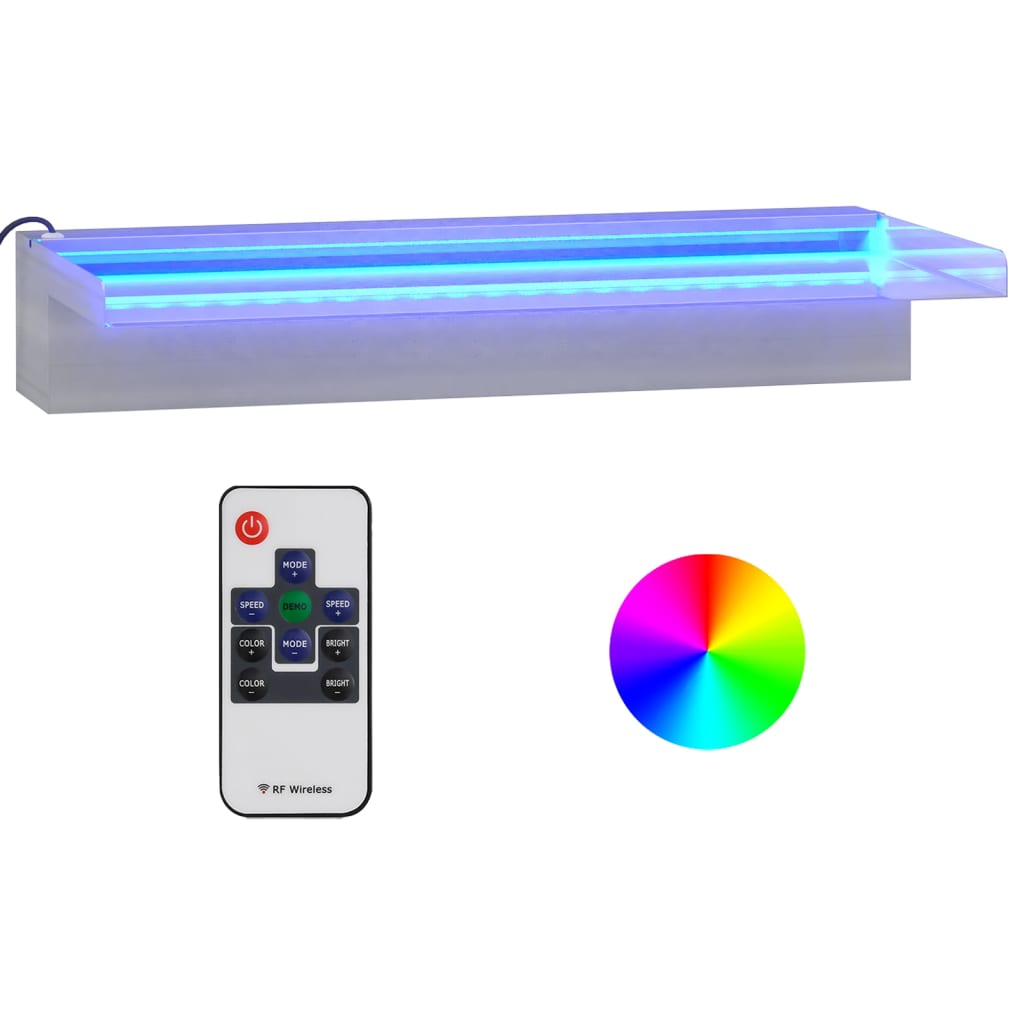 vidaXL Přelivový vodopád s RGB LED osvětlením nerezová ocel 45 cm