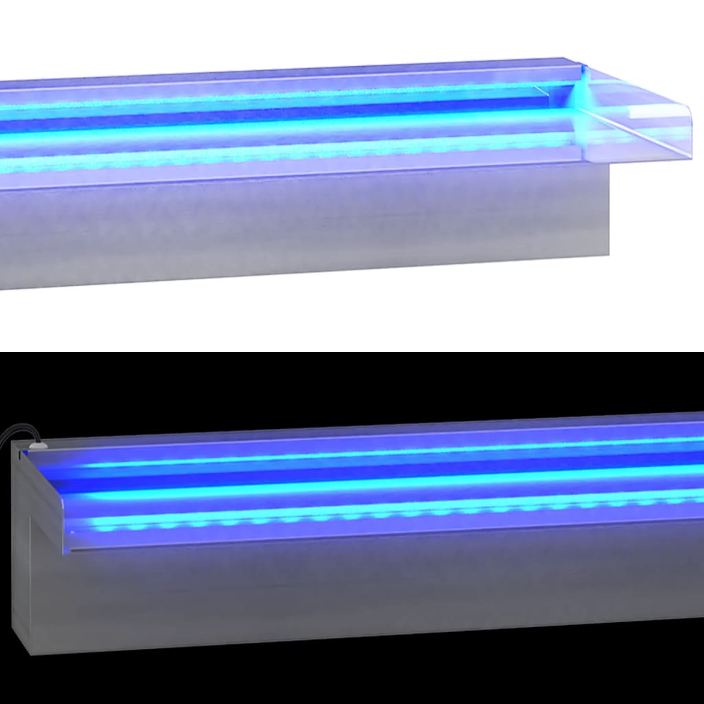 Rozsdamentes acél vízeséskifolyó RGB LED-ekkel 60 cm 