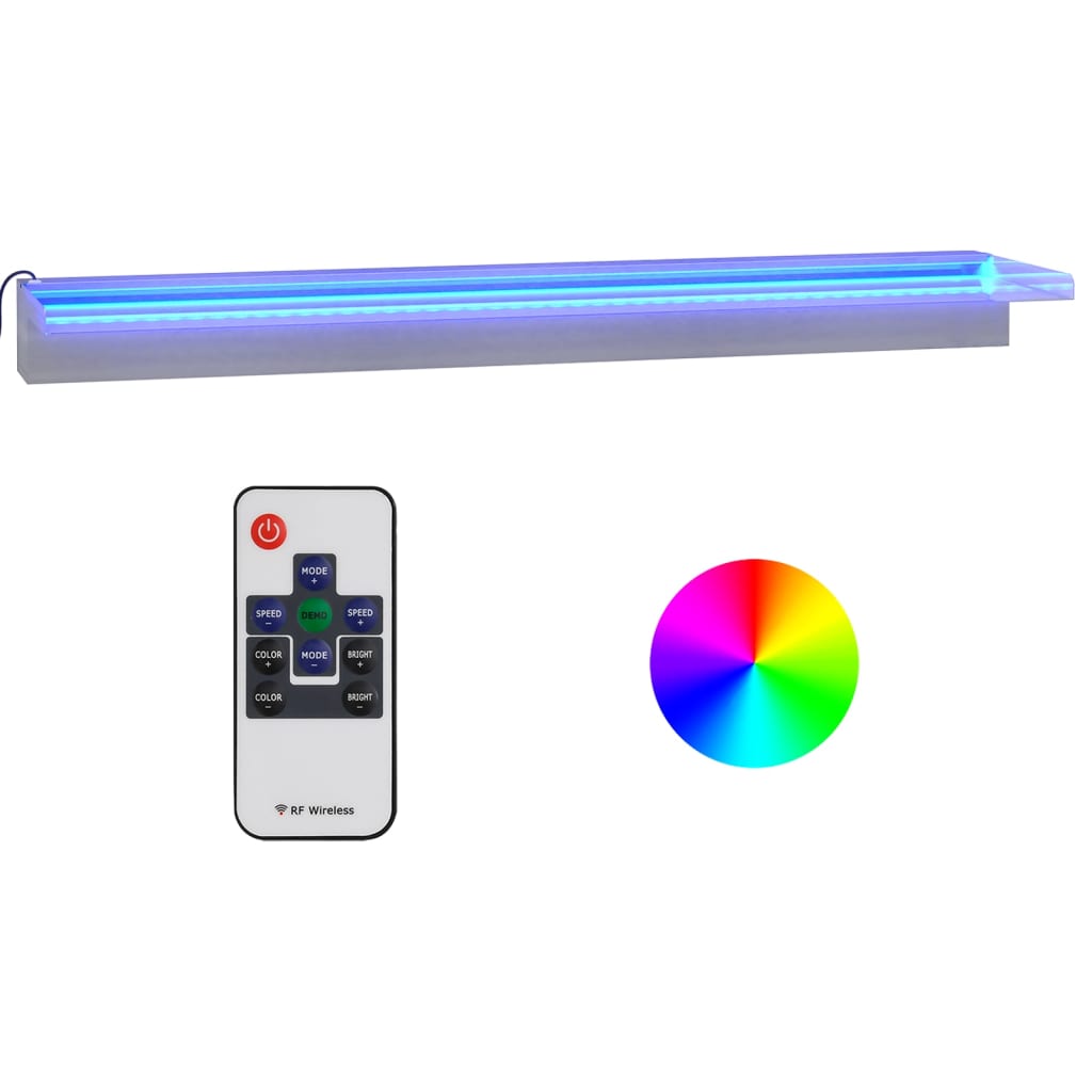 vidaXL Přelivový vodopád s RGB LED osvětlením nerezová ocel 90 cm