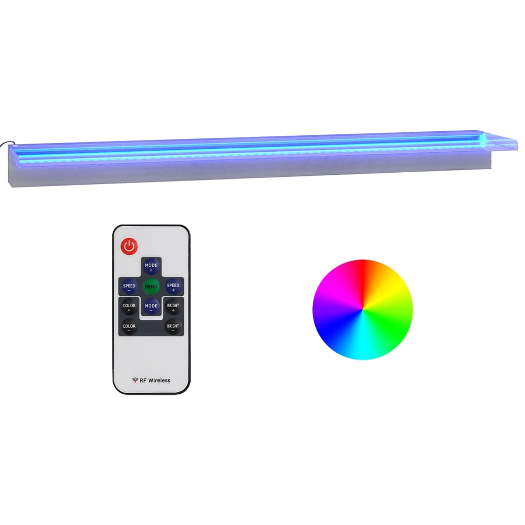 vidaXL Přelivový vodopád s RGB LED osvětlením nerezová ocel 108 cm