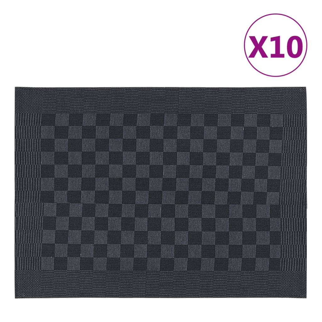 vidaXL Kitchen Towels 10 pcs Black and Grey 50×70 cm Cotton