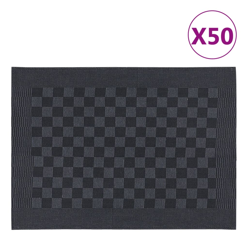 vidaXL Keittiöpyyhkeet 50 kpl mustaharmaa 50×70 cm puuvilla