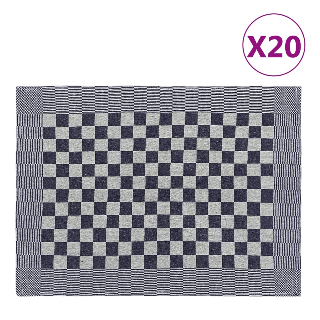 vidaXL Kitchen Towels 20 pcs Blue and White 50×70 cm Cotton