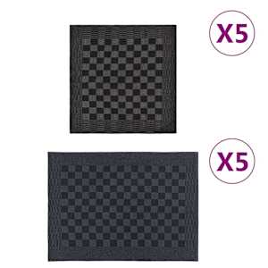 vidaXL 10-osaline r&auml;tikute komplekt, must ja hall, puuvill