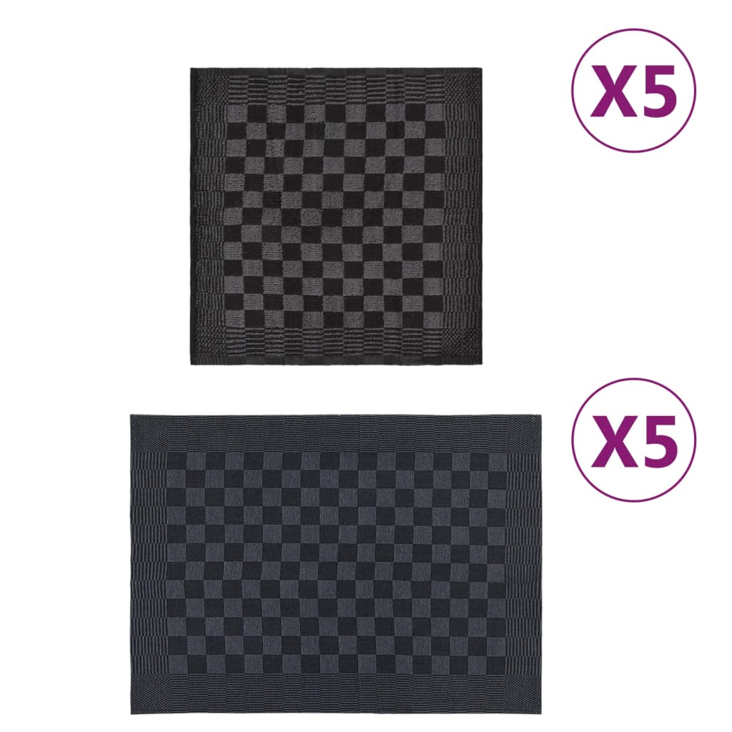 vidaXL Set de prosoape, 10 buc., negru și gri, bumbac