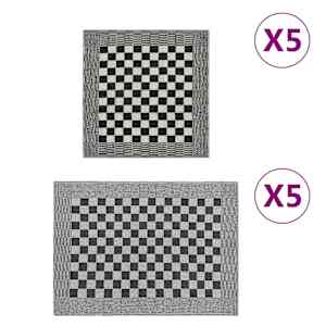 vidaXL 10-osaline r&auml;tikute komplekt, must ja hall, puuvill