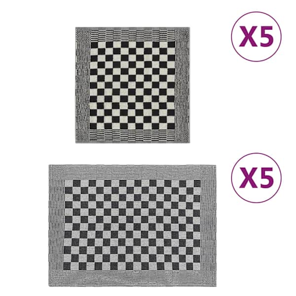 vidaXL 10-osaline r&auml;tikute komplekt, must ja hall, puuvill
