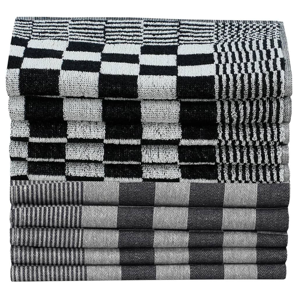  10-dielna súprava uterákov čierno-biela bavlna