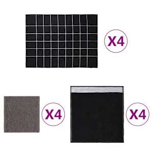 vidaXL 12-osaline r&auml;tikute komplekt, must, puuvill