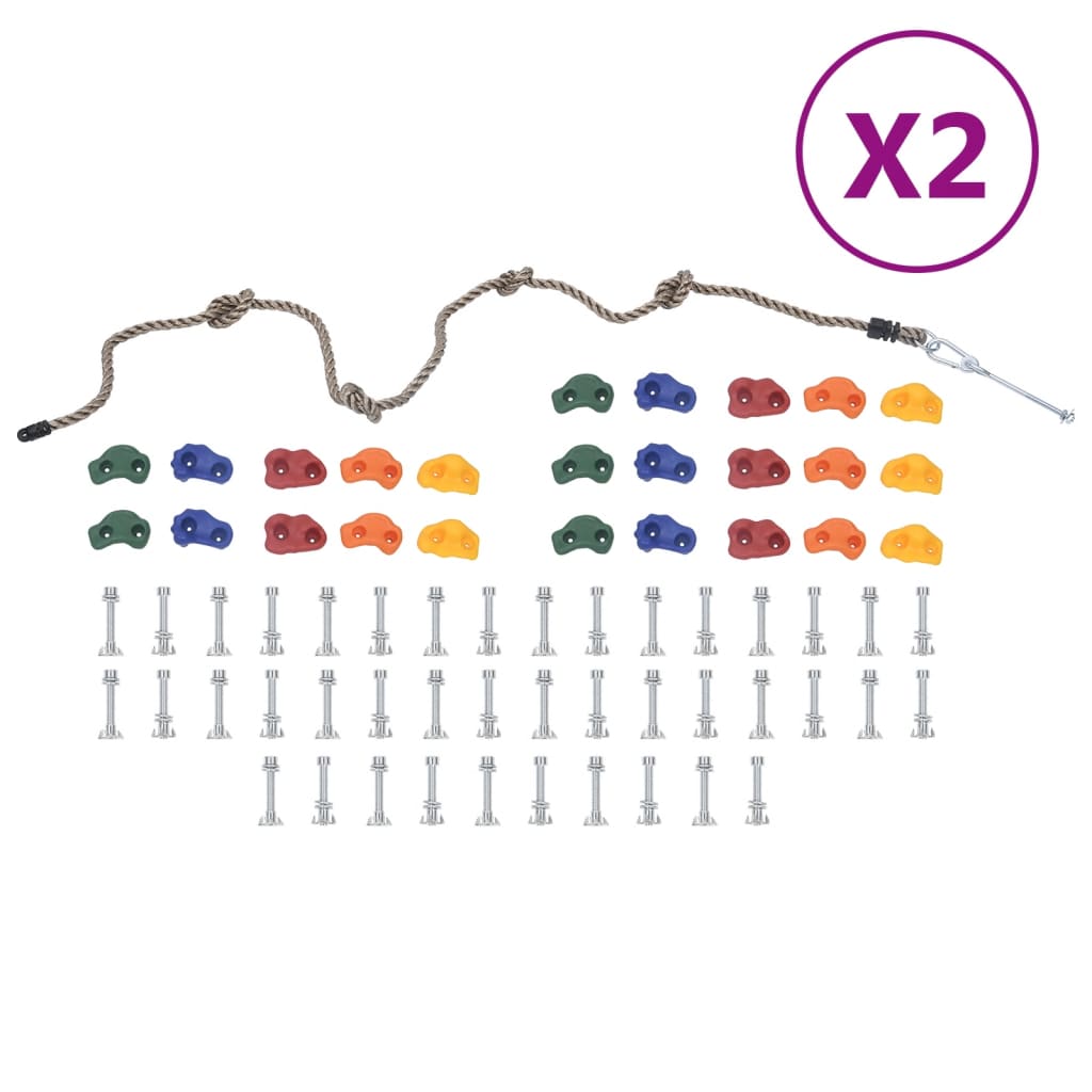 vidaXL Pietre de cățărat cu funie, 50 piese, multicolor vidaXL