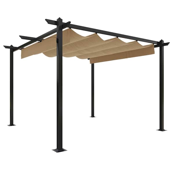 vidaXL varjualune eemaldatava katusega, 3 x 3 m, pruunikashall