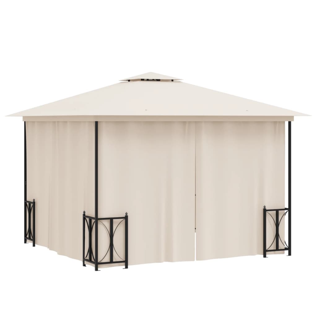 Tonnelle avec Parois et Toit Double 3x3 m Crème vente en gros Belvédère de Jardin vidaXL