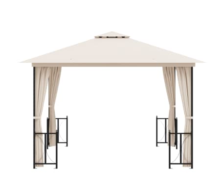vidaXL Tonnelle avec parois et toit double 3x3 m Cr&egrave;me