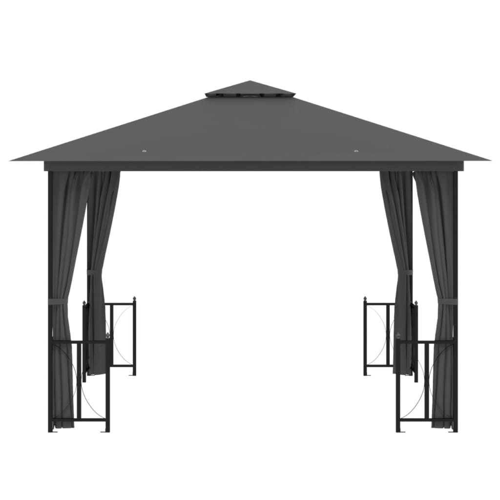 Tonnelle avec Parois et outlet Toit Double 3x3 m Crème Belvédère de Jardin vidaXL