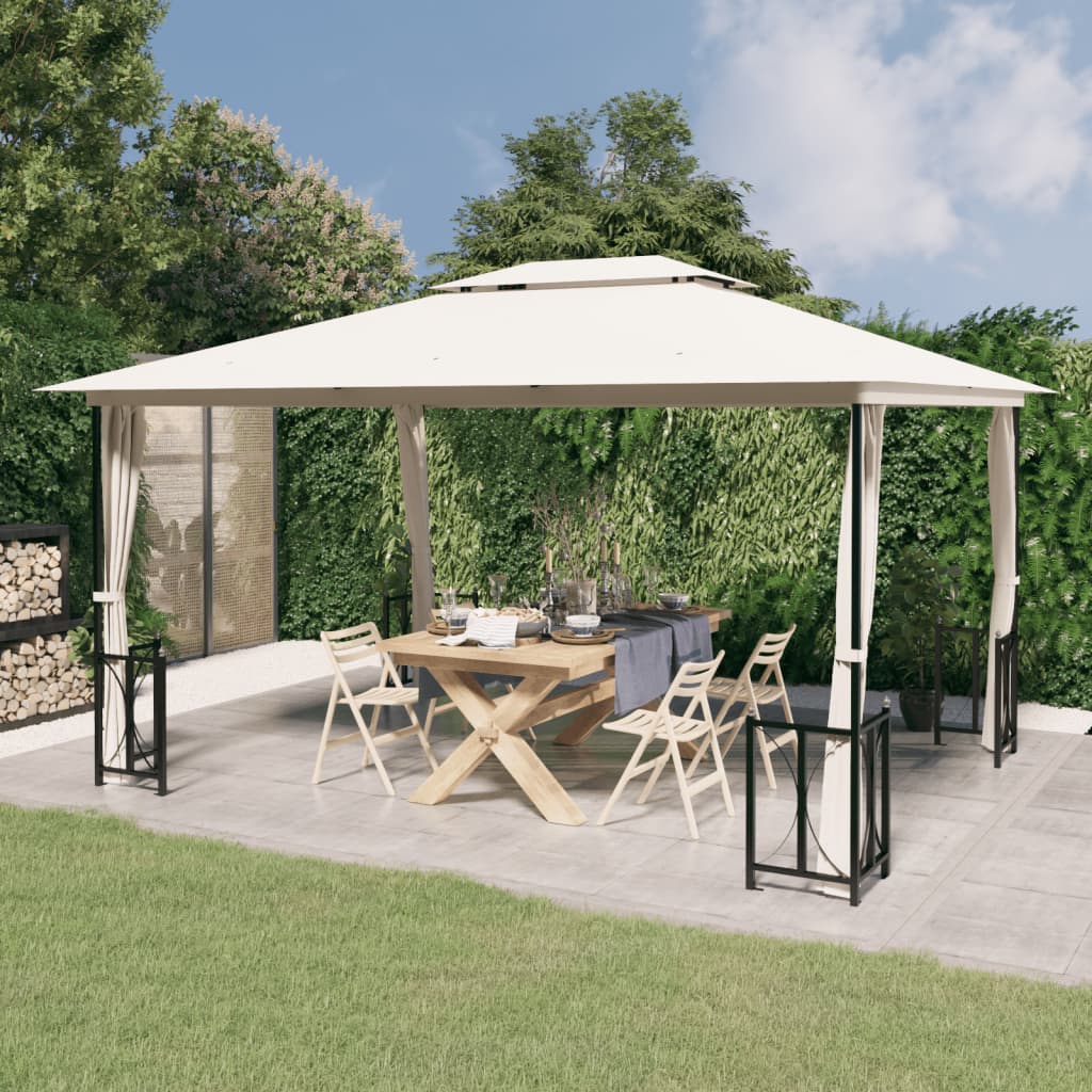 Tonnelle avec Parois et Toit officiel Double 3x3 m Crème Belvédère de Jardin vidaXL