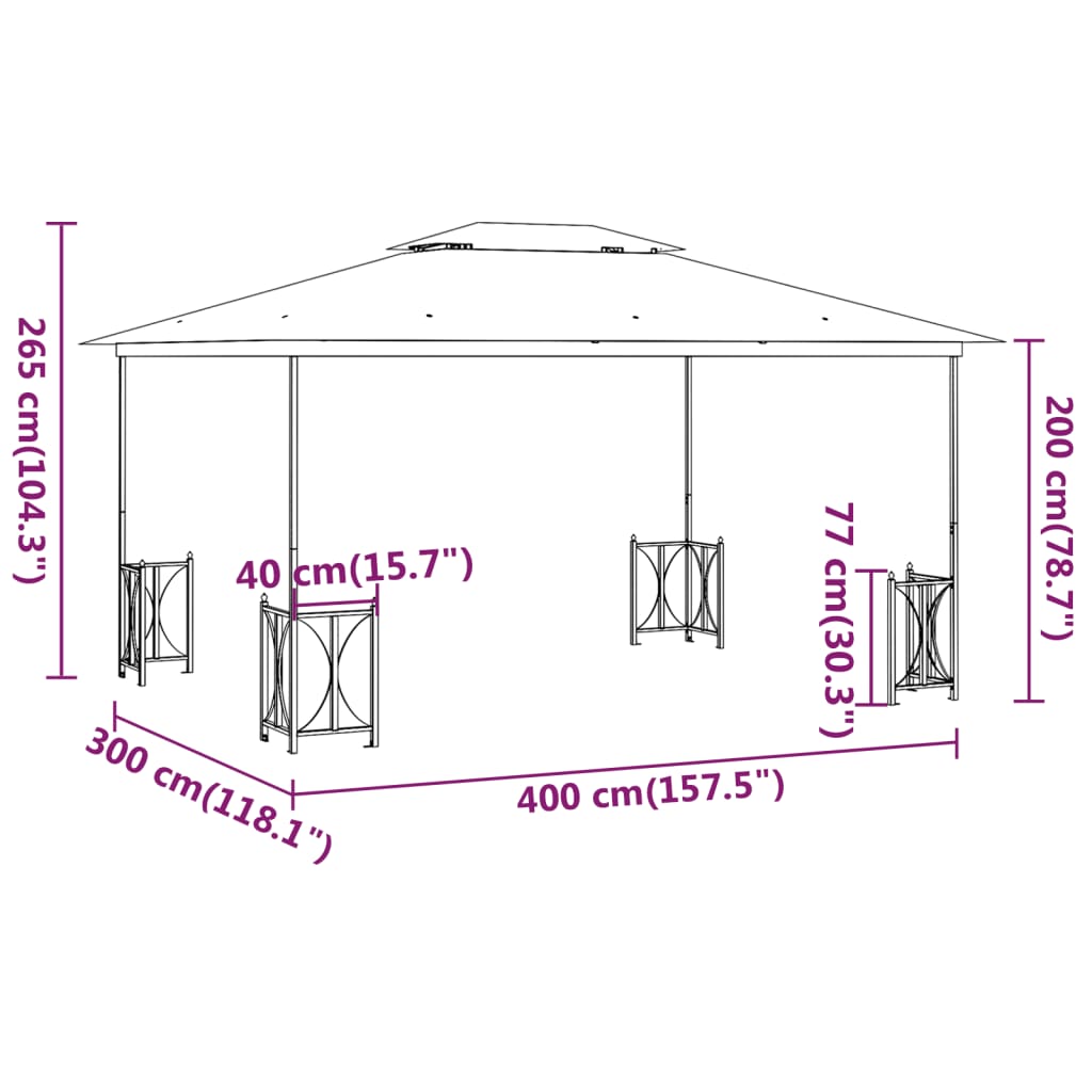 Tonnelle avec Parois et outlet Toit Double 3x3 m Crème Belvédère de Jardin vidaXL